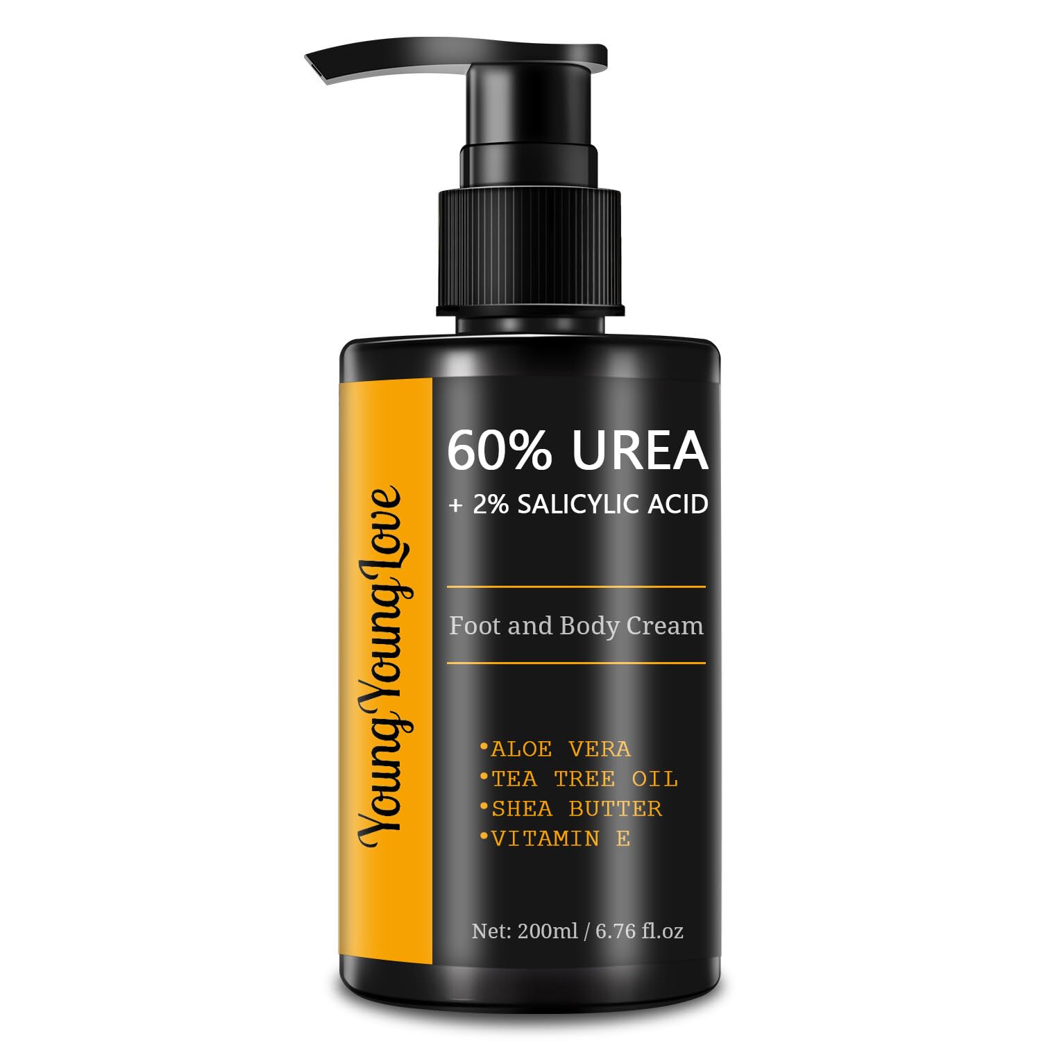 YOUNGYOUNGLOVE Fragrance Free 60% Urea Cream plus 2% Salicylic Acid, for Dry Cracked Hands Knees Feet Heels, Repair Unscented Foot Cream for Dead Skin, Lotion for Moisturizing and Softening 6.76 OZ