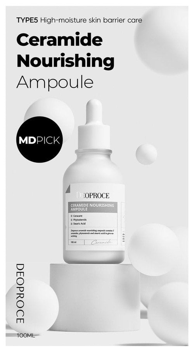 Deoproce Sheer Ceramide Nourishing Intensive Ampoule w/ 5 types of Ceramide Ingredients restore skin's natural barrier, Improve cell structure and even skintone Korean Skincare 3.4 Fl oz