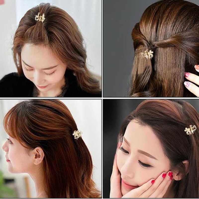 Small Hair Claw Clips, Opal Rhinestone Hair Clamps, Grip Crystals for Thick, Thin, Long or Short Hair