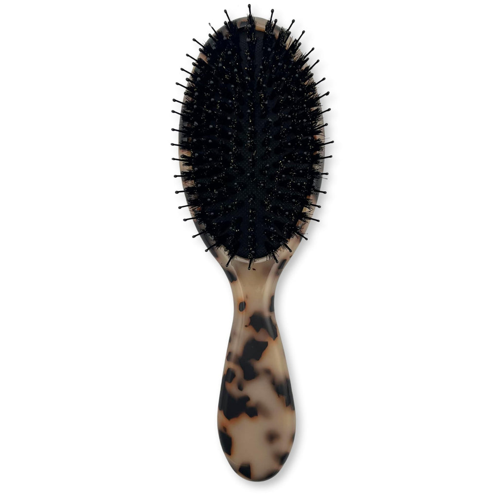 Brush Boar Hair Bristle & Nylon - Boar Bristle Brush from Saki Shears - For Normal to Thick Hair Gently Detangles Softens Improves Texture (Blonde Tortoise)