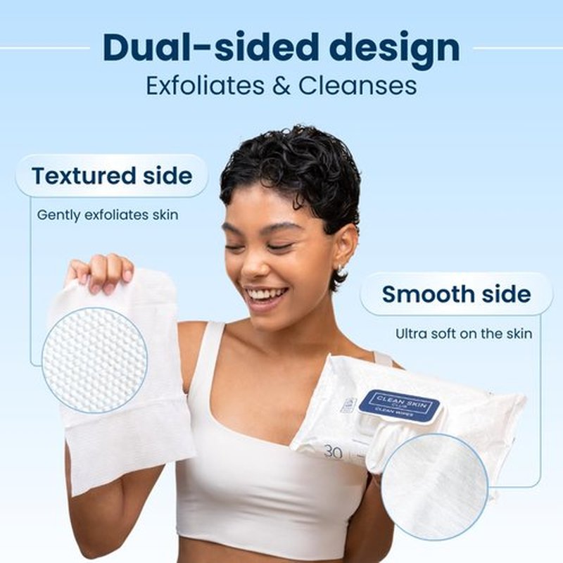 Clean Skin Club XL Face Wipes - Extra Moist Makeup Removing Towelettes | Fragrance-Free, 30 Ct