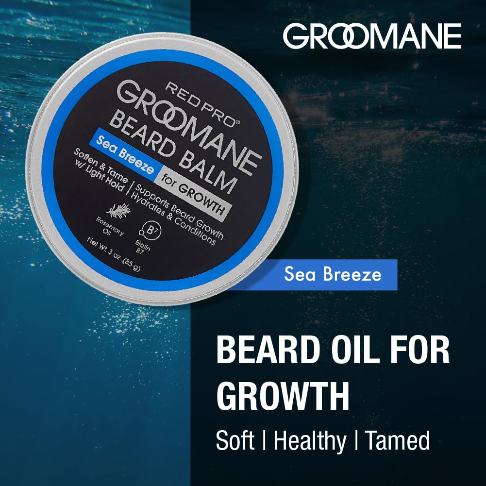 Red by Kiss Groomane Beard Balm, Soften & Tame, Light Hold, Promotes Full, Healthy Look Beard Strengthen Facial Hair, Reduce Breakage