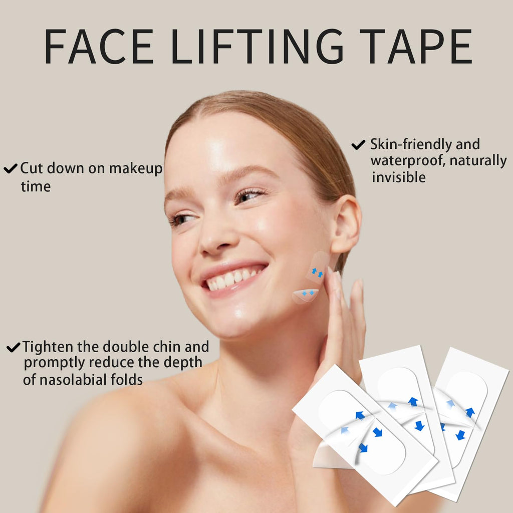 Pyetyetd 200PCS Face Lift Tape - Face lift tape invisible - Face Tape Lifting Invisible Neck Tape ，for Double Chin Saggy Skin Jowls Eyes Wrinkles Women
