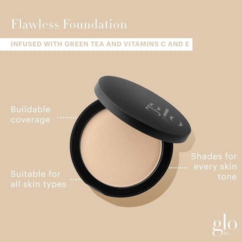 Glo Skin Beauty Pressed Powder Foundation - Buildable Sheer to Full Coverage, Natural Medium Finish