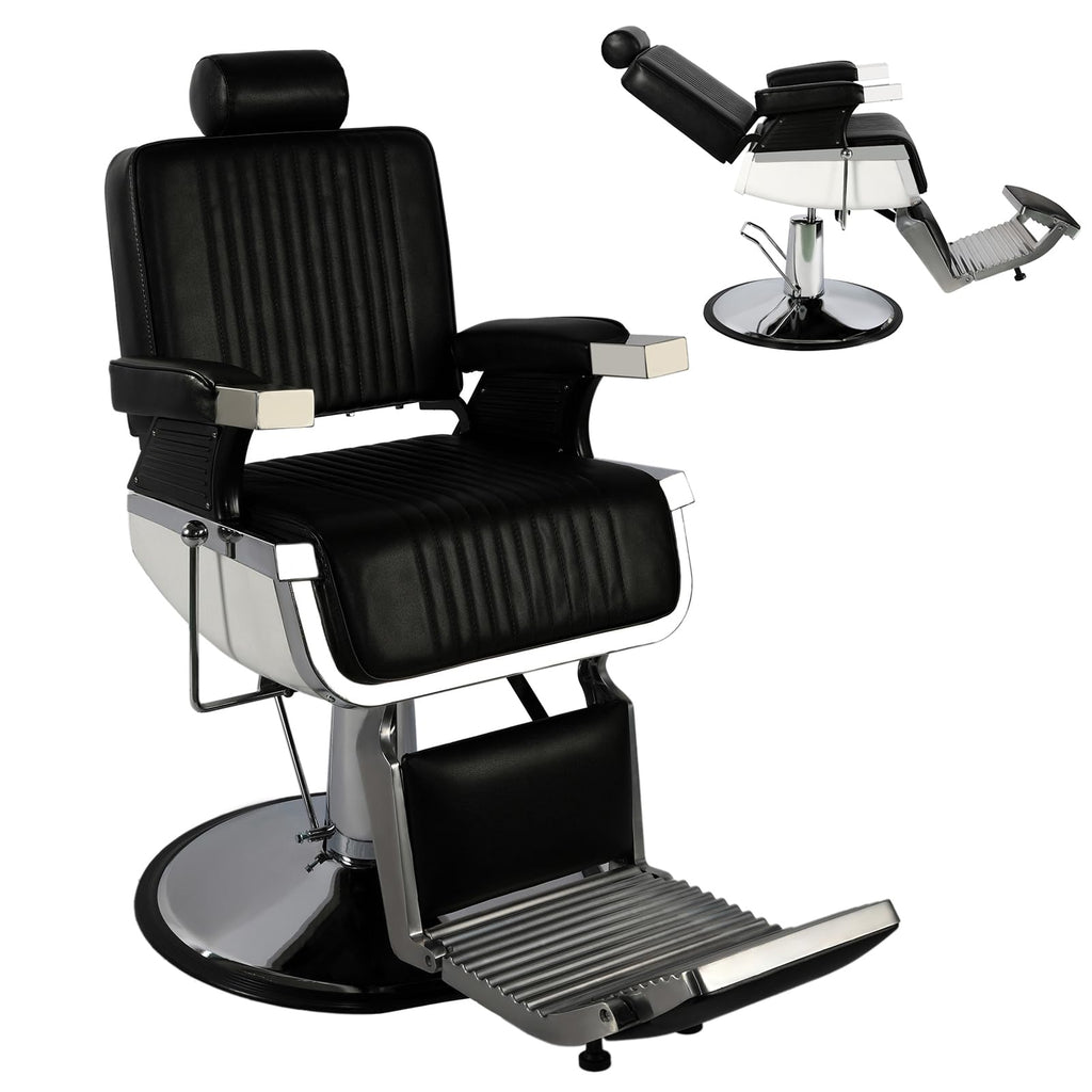 Hicomony Barber Chairs for Barbershop Heavy Duty, Professional Black Reclining Barber Salon Chair for Hair Stylist, Heavy Duty Beauty Shampoo Armchair for Salon Spa Home