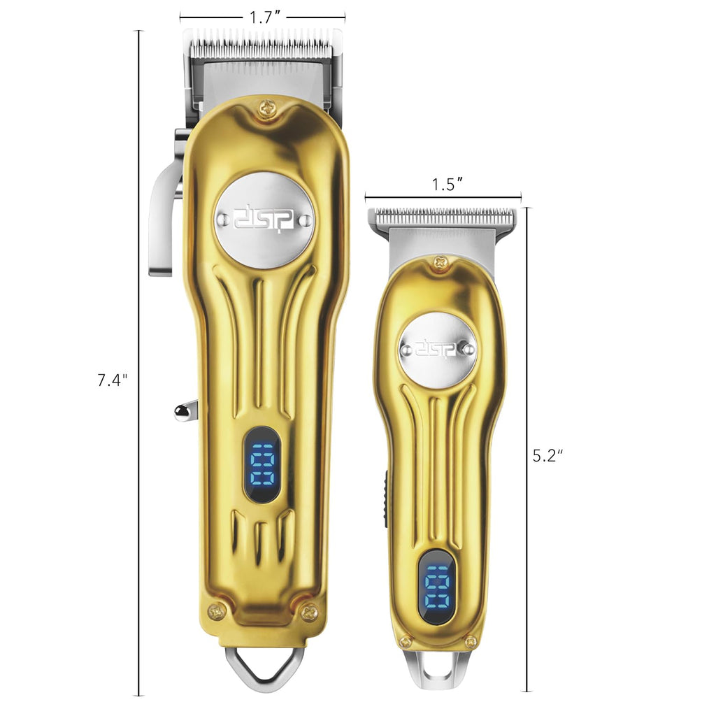 DSP Beard Trimmer for Men, Cordless Hair Clipper Shavers, Facial Hair Trimmer for Beard & Mustache Trimming, Professional Haircut Kit for Men Rechargeable LED Display (Gold)