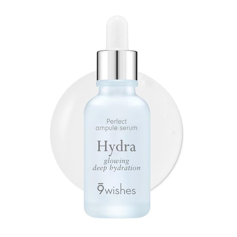 9 Wishes Hydra Ampoule II (1.01 fl oz) – Award-Winning Hydrating Serum for Face with Hyaluronic Acid, 55% Coconut Water, 72-Hour Long-Lasting Moisture, Korean Glass Skin Effect