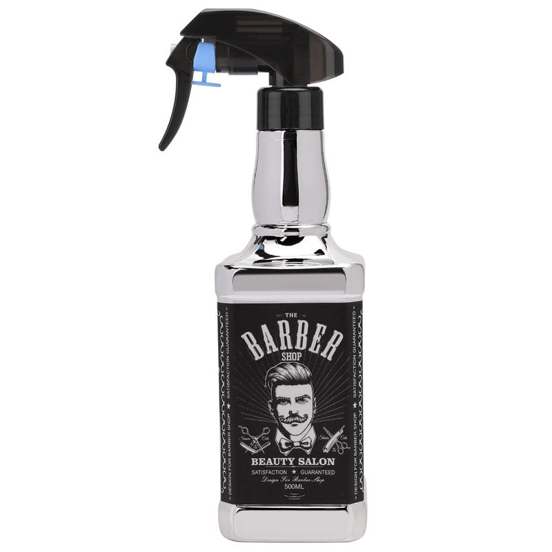 ZIBARBER Water Sprayer 500ml/16.9oz Hair Spray Bottle Hairdressing Barber Spray Bottle Whisky Squirt Bottle Mist Salon Hair Tools Home Gardening(Silvery)