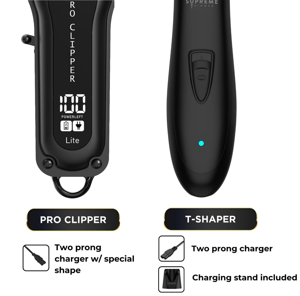 Supreme Trimmer Pro Clipper All Metal w/Taper Blade | 300 Min Run Time Professional Hair Clipper Set, Cordless Beard Trimmer | STC5030 Black