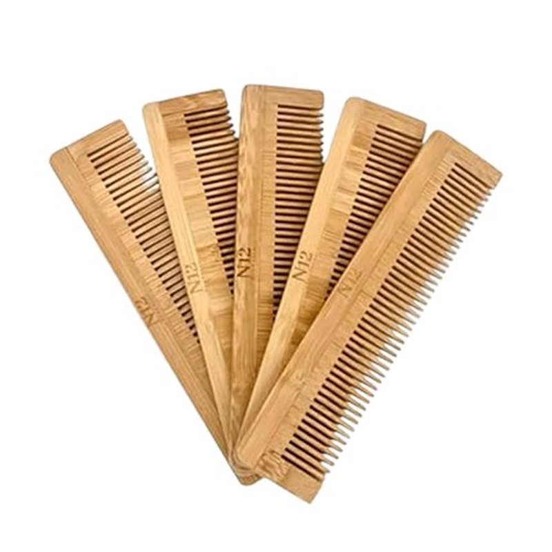 N12 Products 5 Bamboo Wood Pocket Beard Comb Set of 5, 100% Natural wooden combs for Beard, Hair, Mustache, Men & Women, Travel-Friendly, Eco-Friendly Grooming Solution