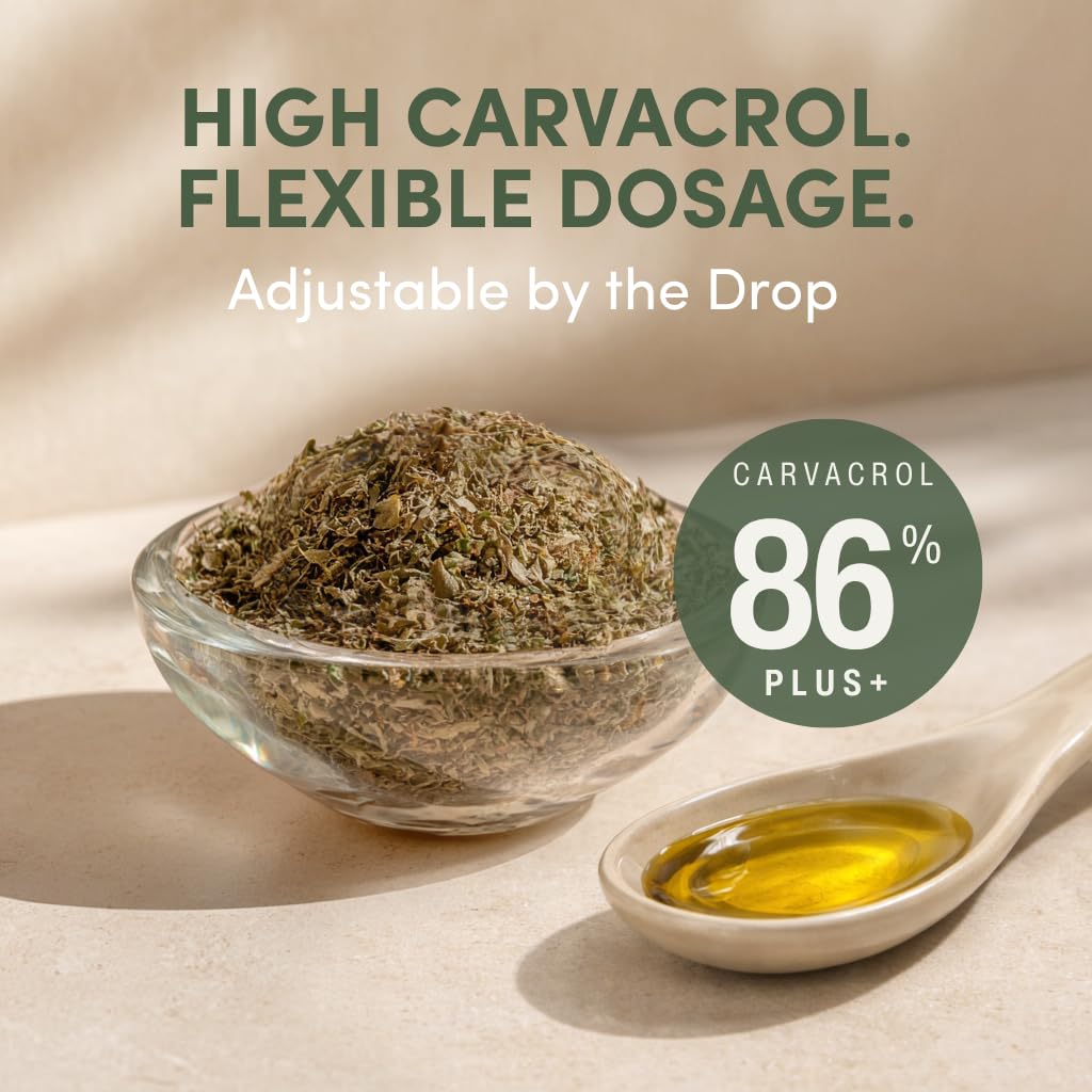AROMAVITA Wild Oregano Oil Organic - 100% Pure Undiluted Organic Wild Oregano Oil with 86-90% Carvacrol, Immune Support - Plant-Based, Herbal Supplement - Vegan, Non GMO, Gluten Free, 1fl.oz/30ml