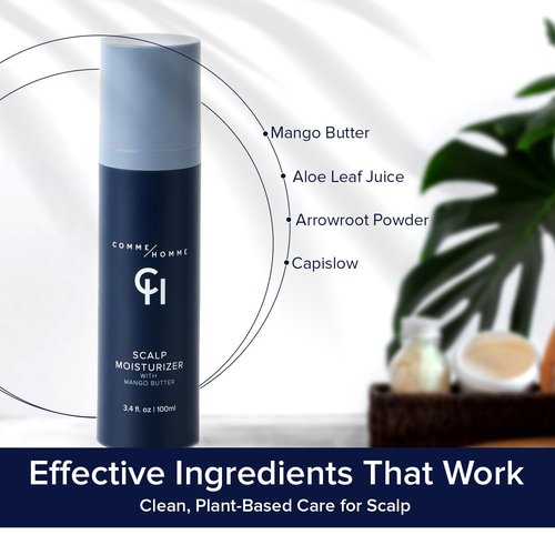 Comme Homme Soothing Scalp Moisturizer for Bald Men | Hydrates, Softens & Slows Regrowth with Aloe, Mango Butter & Capislow | Anti-Itch, Non-Greasy Daily Scalp Care for Bald Heads | 3.4 fl oz/100 ml