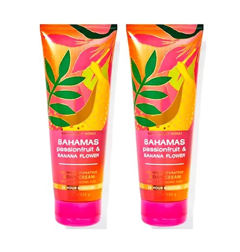 Bath & Body Works Bahamas Passionfruit & Banana Flower Ultimate Hydration Body Cream For Women 8 Fl Oz 2- Pack (Bahamas Passionfruit & Banana Flower) 16.0 Ounce