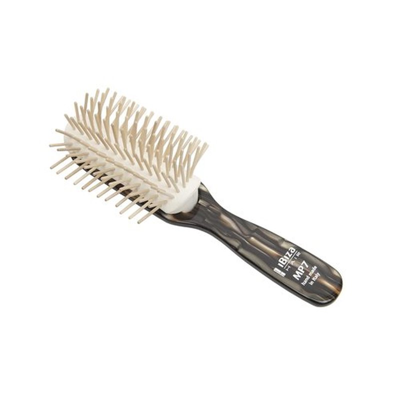 Ibiza Hair Detangling Brush - Wooden Pins for Scalp Stimulation & Reduced Drying Time | Ideal for All Hair Types