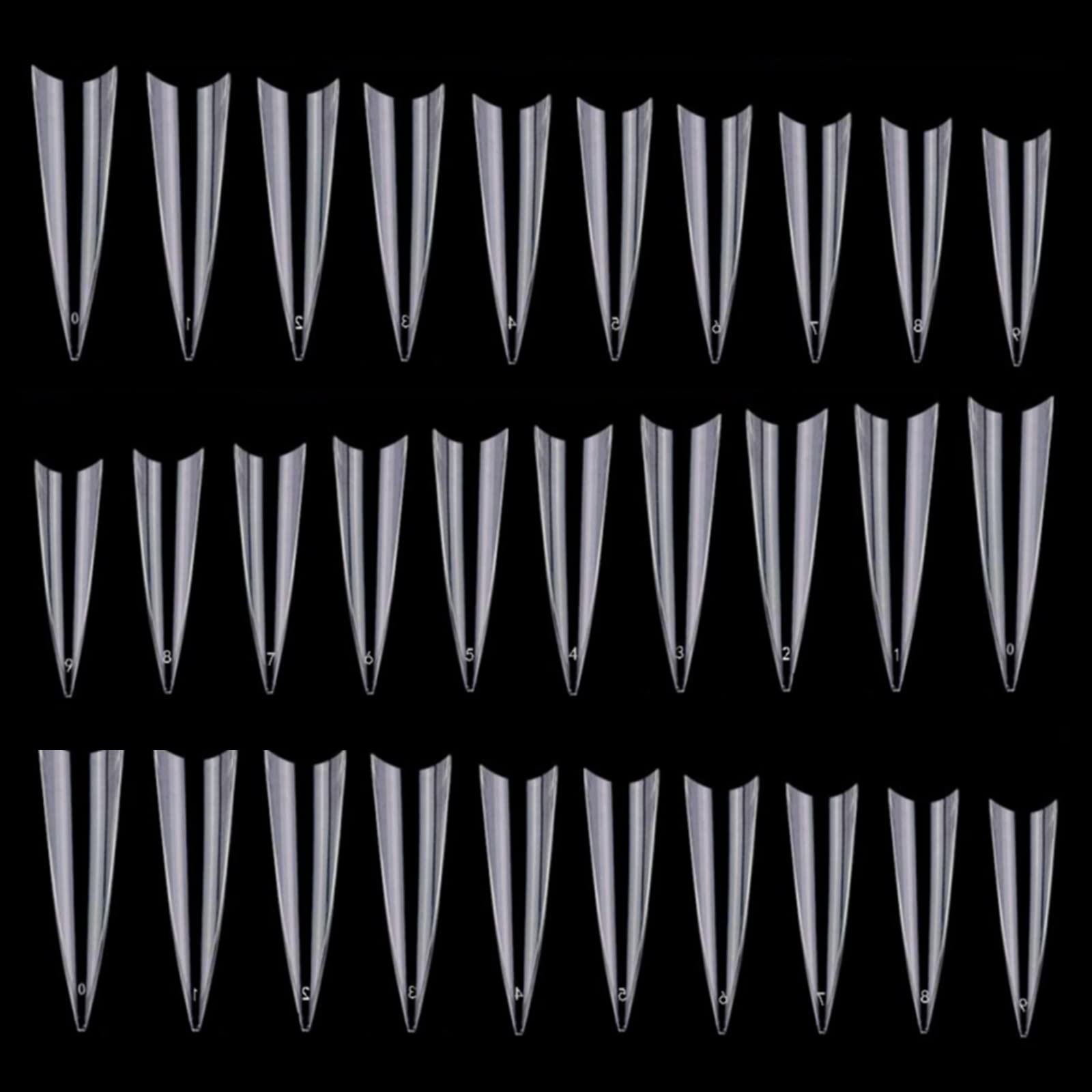 600 Pcs Stiletto Nail Tips for Acrylic Nails Long False Nails Clear Fakes Nails Half Cover False Nail Tips