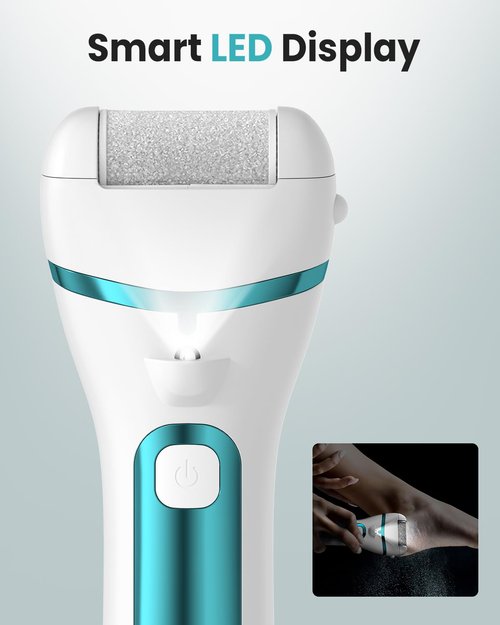 Electric Foot Callus Remover with 10000 RPM Motor and 3-Speed Settings, Foot File Kit with LED Light and Display for Women’s Home Pedicure, Waterproof Foot Grinder with Type-C Charging (Blue)