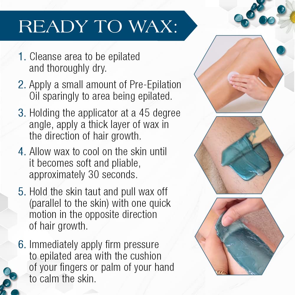 Gigi Wax Refill Kit - Azulene Hard Wax Beads for Hair Removal - Perfect for Sensitive Skin, Face & Brows, At-Home & Salon Use, 5 Oz