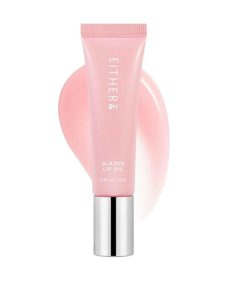 EITHER& Glazed Lip Oil - Glossy Tinted Moisturizer with Peptides for Dry Lips | 10g Lucent