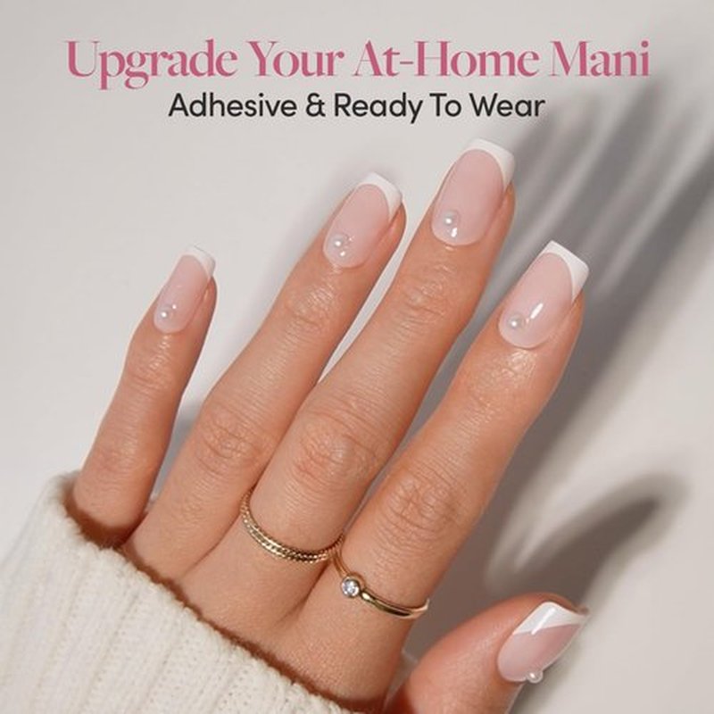 Glamnetic Nail Stickers for Nail Art - Pearlfect | 3D Pearl Adhesive Nail Decals, Customizable | 120 Gems Per Sticker Sheet, 4 Sizes