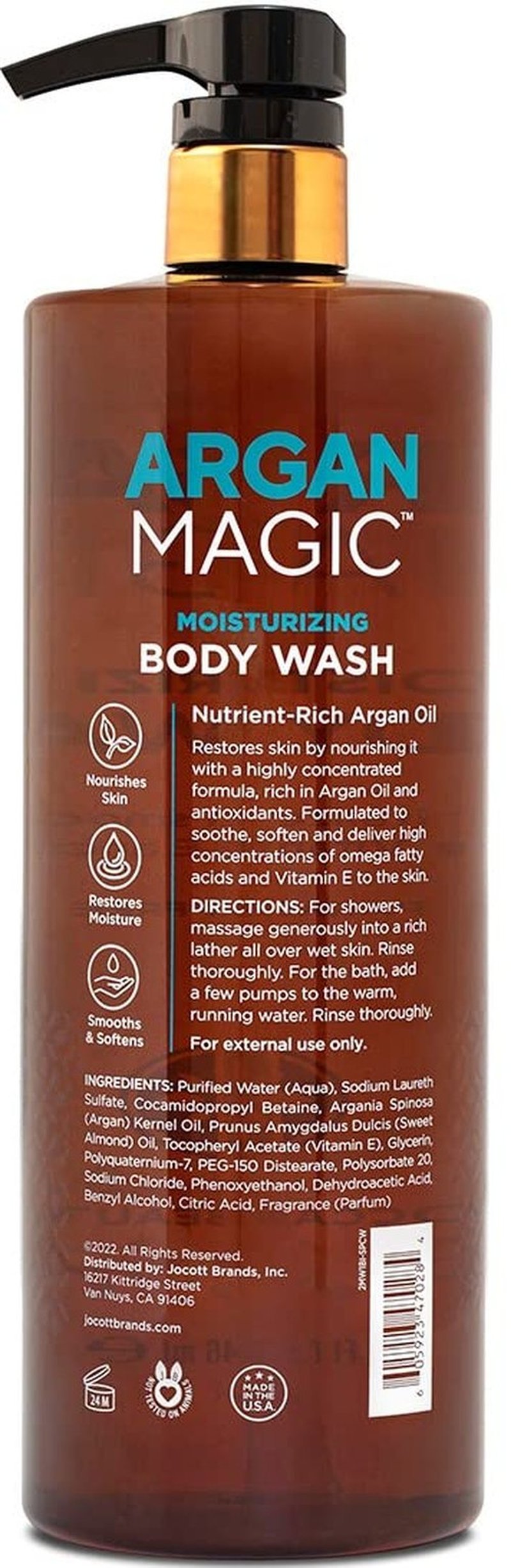 Argan Magic Cleansing Body Wash - Gently Cleanses, Revitalizes & Smooths Skin | Enriched with Argan Oil, Sweet Almond Oil & Vitamin E | Paraben Free (32 oz / 946 ml)