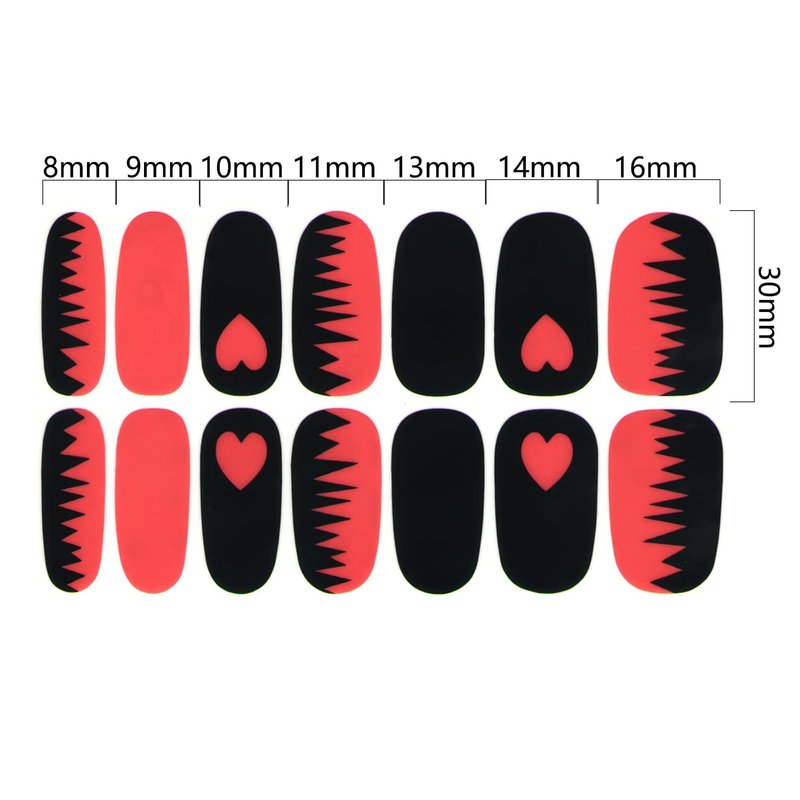 WOKOTO 16 Sheets Nail Polish Strips with Nail File Valentines Day Nail Stickers Full Nail Wraps for Acrylich Nails Heart Shapes Gel Nail Strips Stickers for Nails Self-Adhesive Nail Polish Stickers
