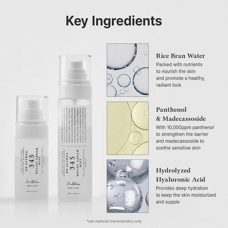 Dr.Althea 345 Relief Cream Mist | Hydrating Facial Mist with Rice Extract | Soothing Care for Sensitive Skin | Vegan Korean Skincare, 3.38 Fl Oz