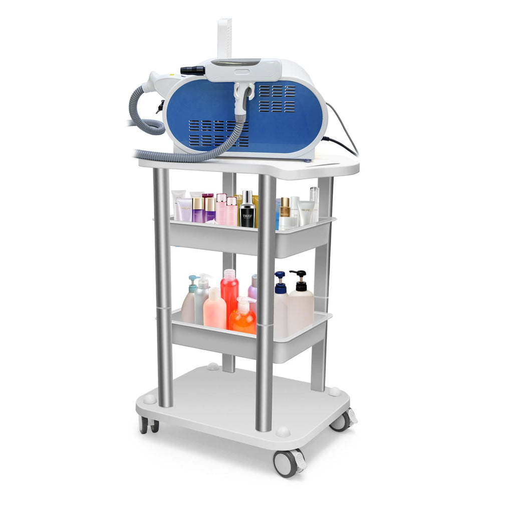 Facial Trolley Beauty Salon Cart 4 Layers Tray Sliver Colour Al Frame with White ABS Wheels Elitzia ETTRO5S