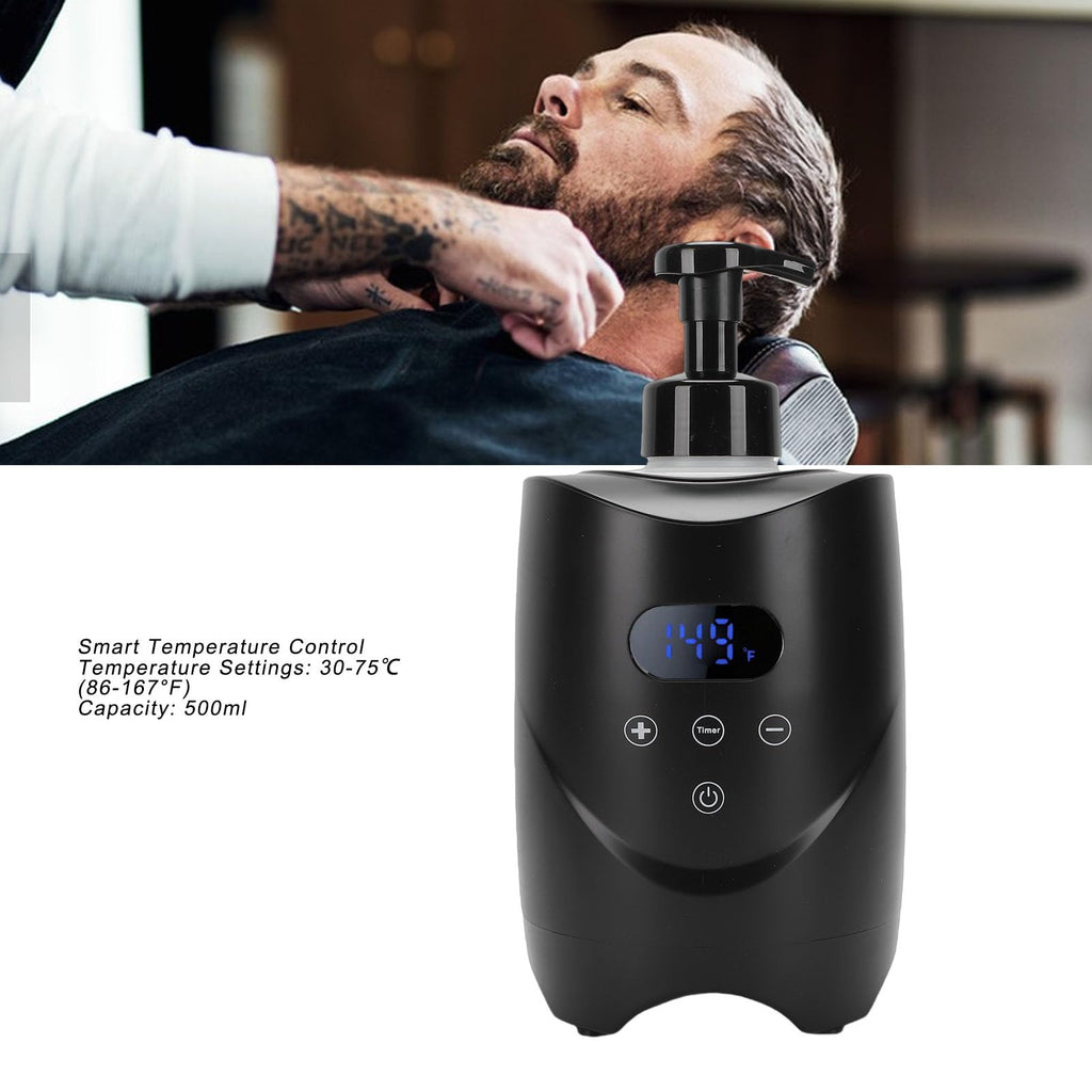 Hamwesh Hot Lather Machine, 500ml Large Capacity Lather Maker For Men Face Shaving, 86-167F Dual Temperature Display Electric Shaving Cream Warmer Machine for Home Salon Barbershop (US Plug 110V)