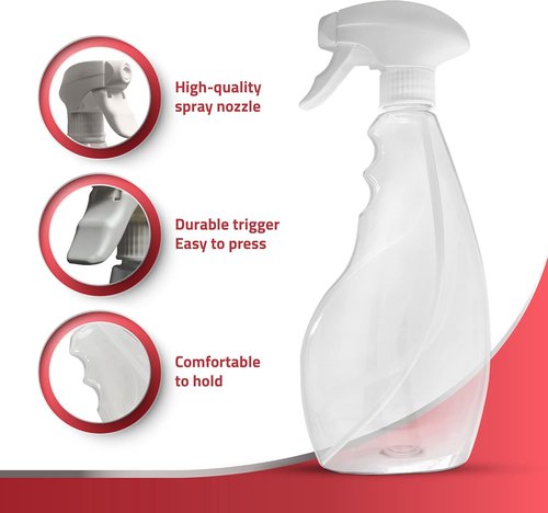 SPRAYZ Large 17oz Spray Bottles - Durable Refillable Trigger Sprayer for Cleaning & Gardening | Clear Plastic