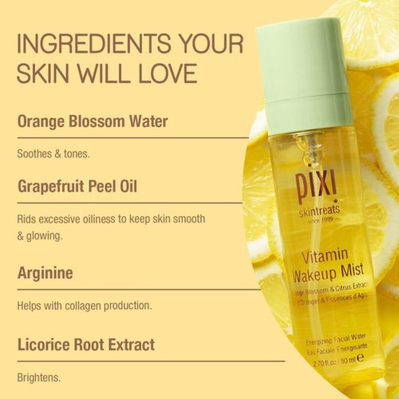 Pixi Vitamin-C Wakeup Mist - Refreshing Hydration Boosting Treatment Toner | 2.7 fl oz / 80ml
