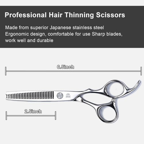 Hair Cutting Scissors and Thinning Scissors Kit,6.5 inch Professional Salon Haircut Scissors Kit,Barber Hairdressing Shears Set,Hair Cutting Shears Texturizing Shears (Silver) (Silver)