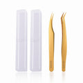 MGER Lash Tweezers for Eyelash Extension-Professional Lashing Tweezers for Mega Volume Mink Eyelashes Extensions Applying, Gold tweezers