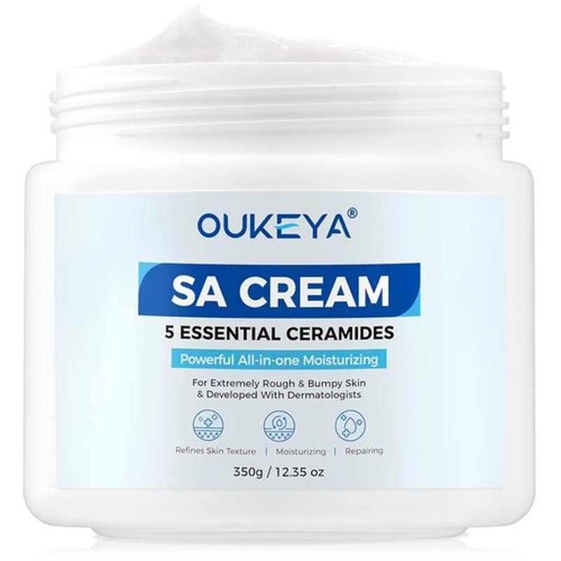 OUKEYA SA Cream - Exfoliating Body Lotion for Rough & Bumpy Skin with Ceramides & Salicylic Acid | 12.35 oz