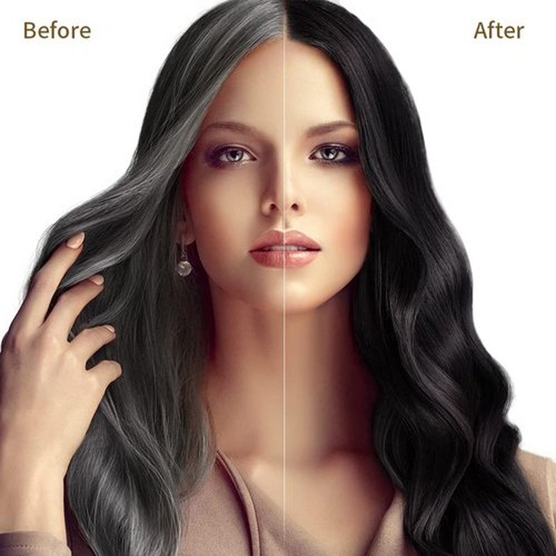 COSMTEK Black Hair Dye Shampoo for Gray Hair, Semi-Permanent Hair Color Shampoo for Women and Men, Herbal and No Ammonia, 3 in 1-100% Grey Coverage(16.9 Fl oz)