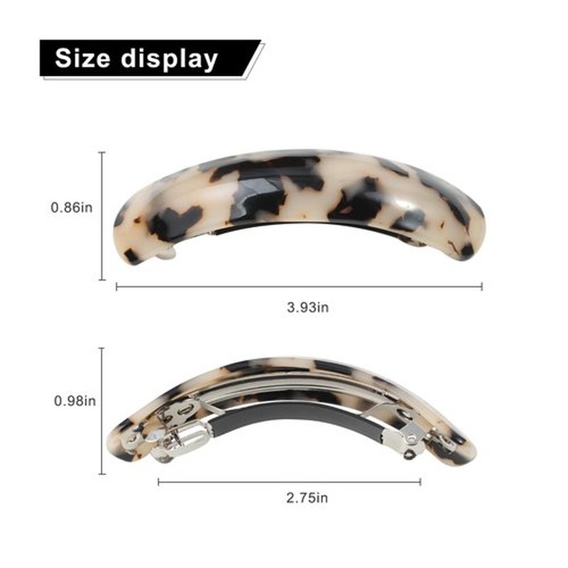 Mistofu Large Hair Barrettes for Women Beautiful Lines Simple Retro Classic Snap French Hair Clips, Fashion Hair Accessories for Women Thick Hair 3 Pcs (HJ-Tortoise Shell)