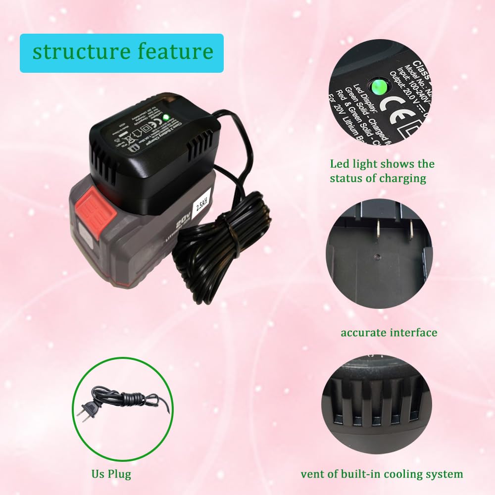 20v Max for Avid Power 20V Lithium Battery Charger to Charge Avid 20V Battery AP30B-H Compatible with Impact Wrench ACIW326, ACIW326-B（not for 3A Battery ）