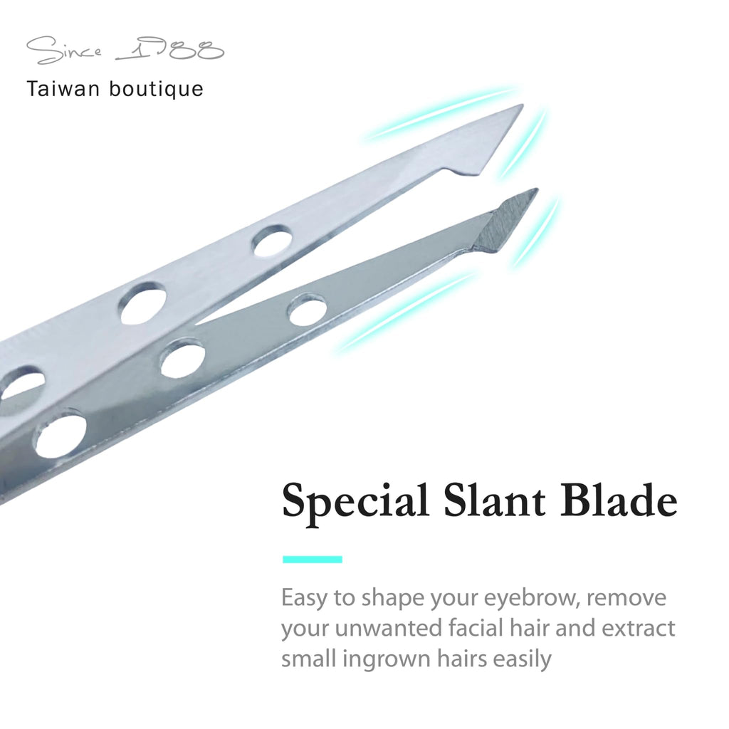 Slanted Point Tweezers, Stainless Steel, Precision Eyebrow and Hair Removal, SUNDEN SD2310
