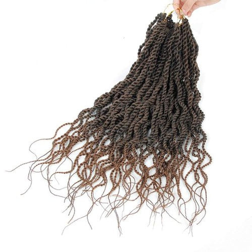 18Inch Wavy Senegalese Twist Crochet Hair Braids Wavy Ends Synthetic Hair Extension Curly Crochet Twist Braiding Hair (8Packs,T1B/30)