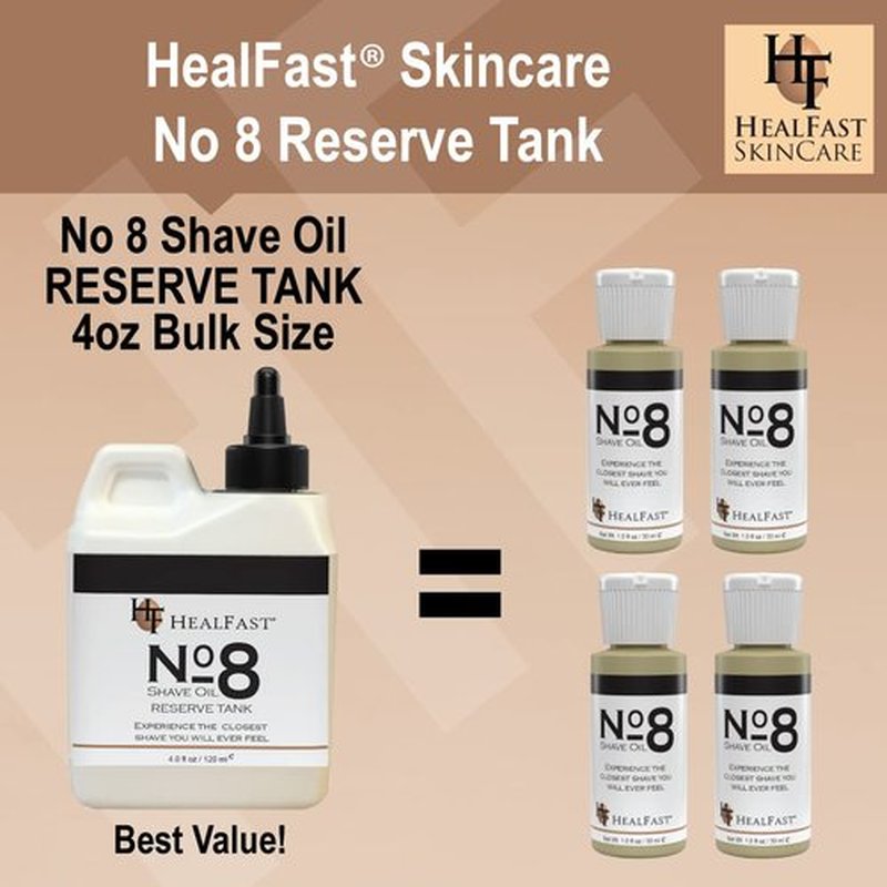 HealFast No. 8 Shave Oil - 4 oz Premium Shaving Oil for Men & Women | Prevents Razor Burn & Ingrown Hairs