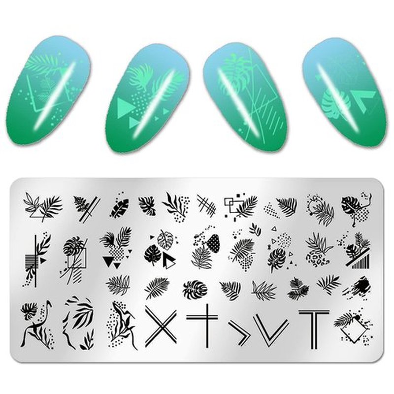 SILPECWEE 6Pcs Nail Stamp Simple Line-Drawing Design Nail Stamping Kit DIY Nail Plate Manicure Accessories For Summer