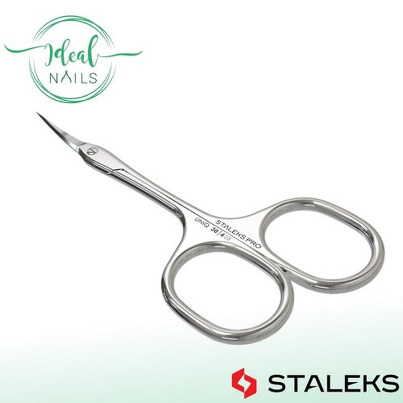 Staleks Asymmetric UNIQ 30 Type 4 Cuticle Scissors – Asymmetric Rings with Right-Lowered Handle