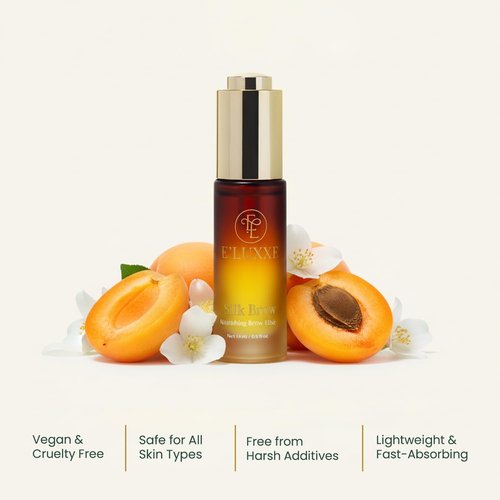 E'Luxxe SilkBrow Eyebrow Growth & Conditioning Elixir - Castor Oil for Eyebrows with Apricot Oil, Biotin & Silk Proteins - Brow Aftercare - Post-Lamination Care (15ml)