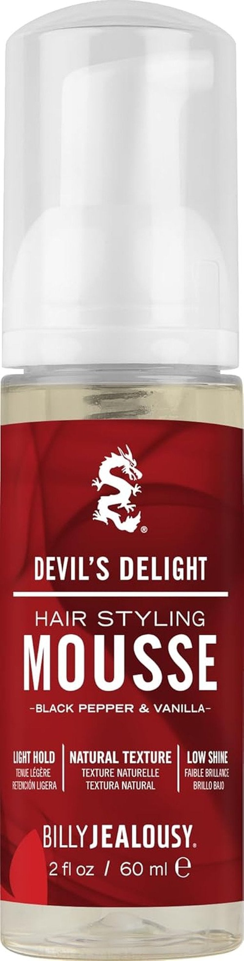 Billy Jealousy Devil’s Delight Hair Styling Mousse for Men - Light Hold & Volume Boost | Travel Size, Vegan, Black Pepper Vanilla Scent