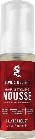 Billy Jealousy Devil’s Delight Hair Styling Mousse for Men - Light Hold & Volume Boost | Travel Size, Vegan, Black Pepper Vanilla Scent