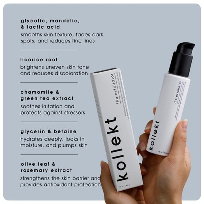 Kollekt Mandelic Acid Anti-Aging Serum for Wrinkles & Fine Lines, Gentle Facial Exfoliator for Large Pores, Dark Spots, Blackheads – with Lactic & Glycolic Acid | Gentle Daily Exfoliation + Hydration