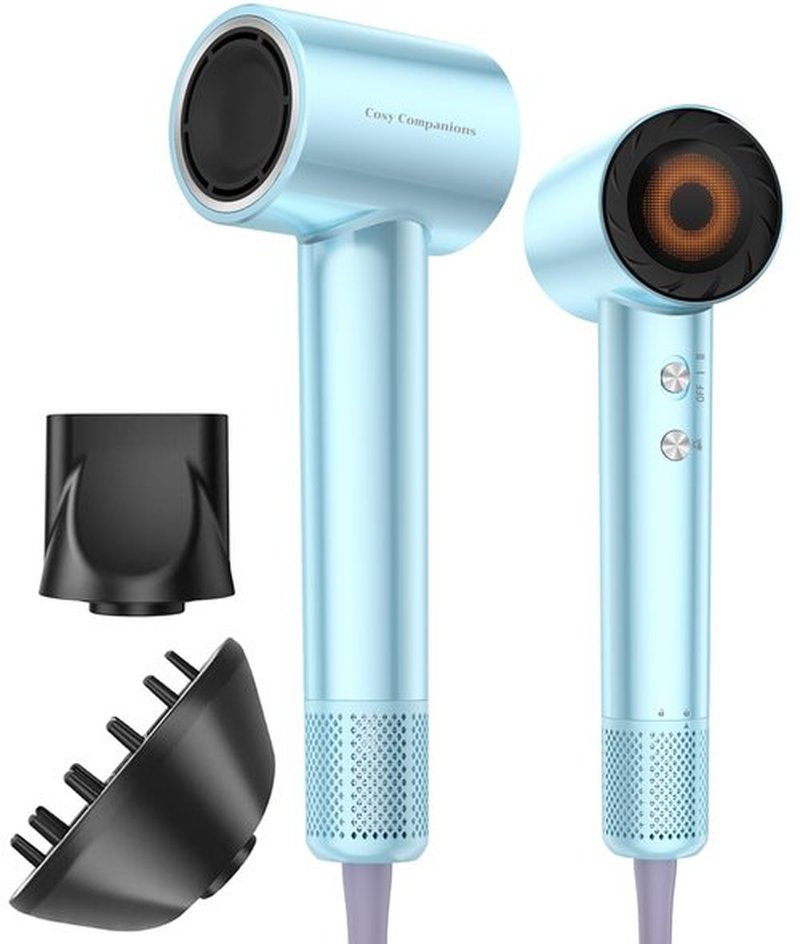 Cosy Companions High Speed Ionic Hair Dryer, 130000 RPM Fast Drying Blow Dryer with 300 Million Negative Ions, Lightweight with Heat Protection for Women & Men, Professional Salon Dryer, Blue