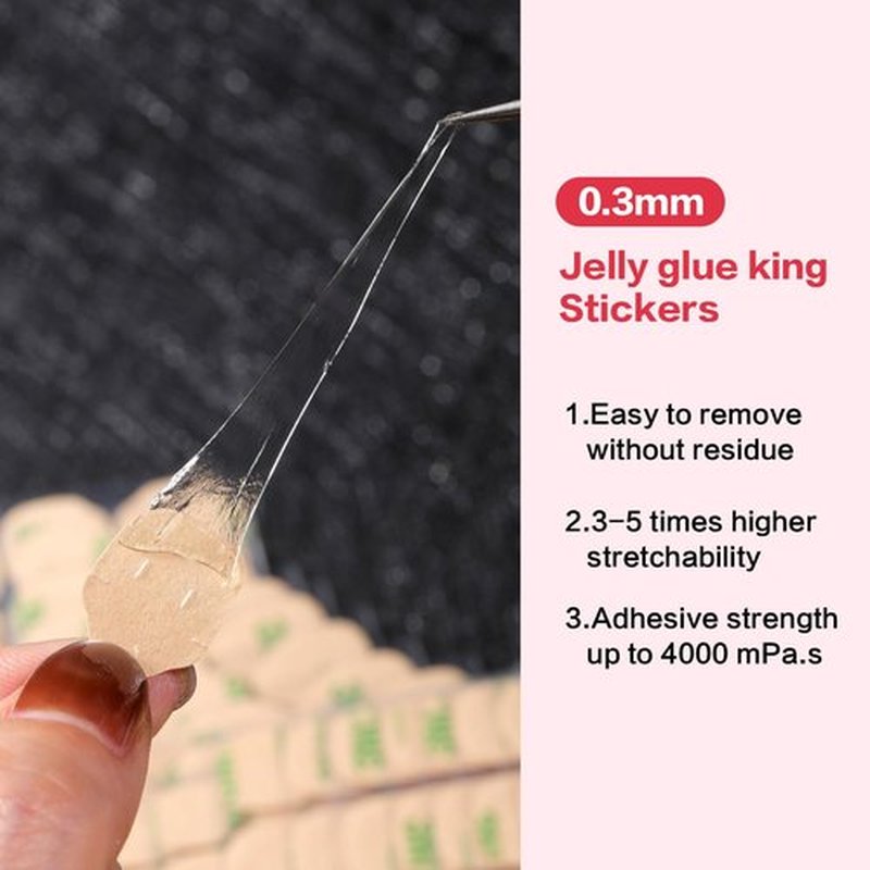 Curvlife 20 Sheets High Polymer Jelly Glue for Fake Nails, 12 Sizes Waterproof Breathable Double-Sided Nail Adhesives, 0.3mm Thick Press On Nails Glue Stickers for Daily Use