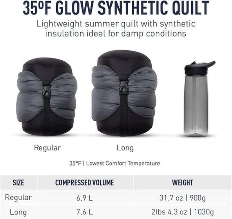 Sea to Summit Glow 50-Degree Camping Quilt - Lightweight, Compact Design for Ultimate Comfort