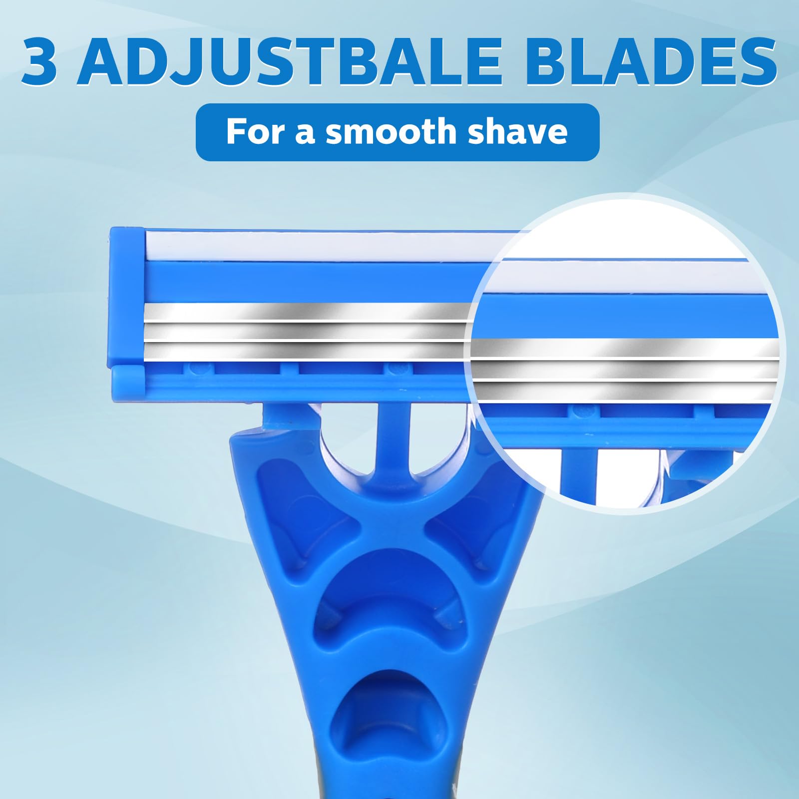 Leriton 10 Pcs Three Blade Disposable Razors for Men Bulk Men's 3 Blade Sensitive Skin Razor for Comfortable Shave