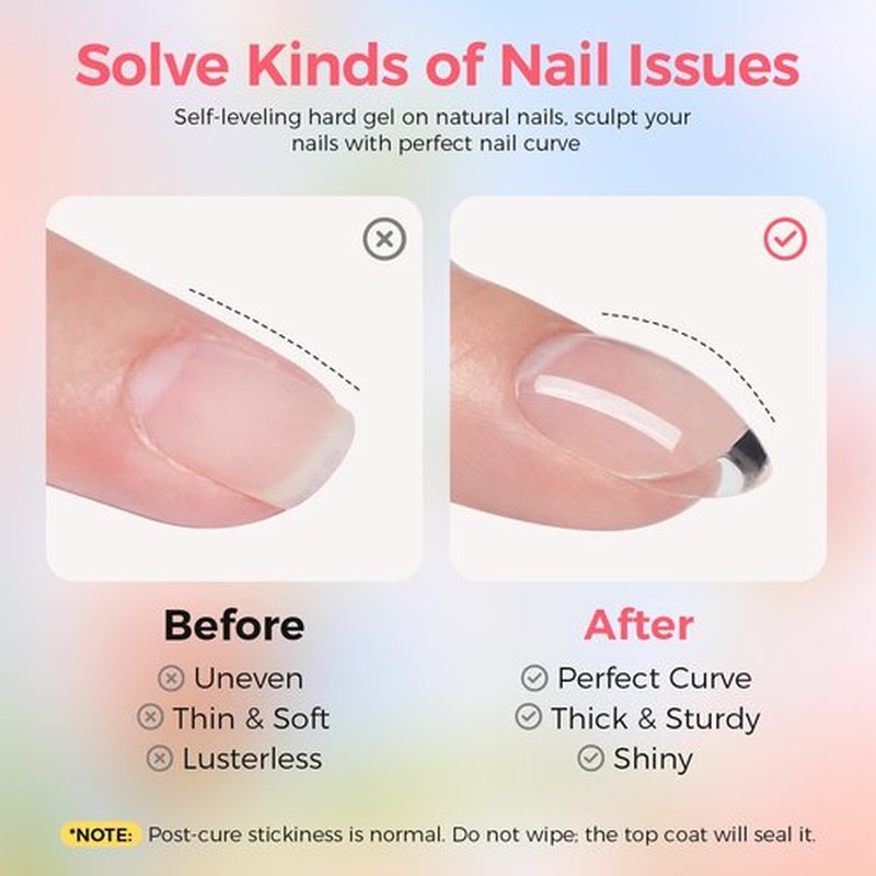 GELLAKTIK Builder Gel for Nails, 60g Clear Hard Gel for Nail Extension with 10 Nail Forms, Strengthener & Thickening, UV LED Lamp Cured Sculpture, Repair Broken Nails, Salon DIY Manicure Kit